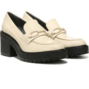 Franco Sarto Desma Heeled Chunky Loafer Women's Comfy Cream Platform Size 7